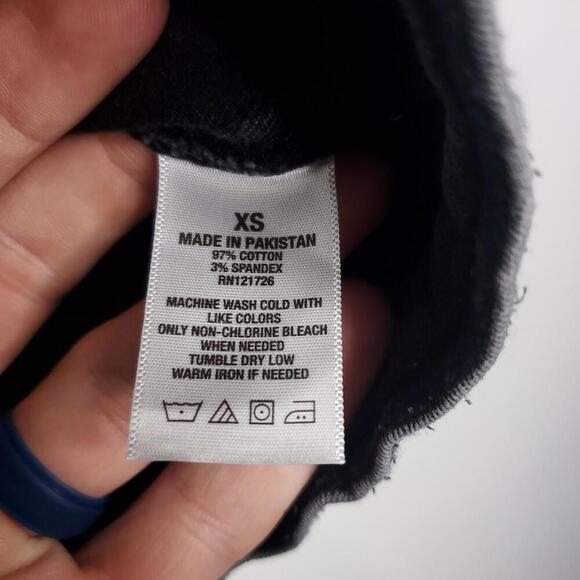 Aeropostale Jacket Womens XS Jean Denim Washed Black Rose Appliqués Unlined - Picture 6 of 9